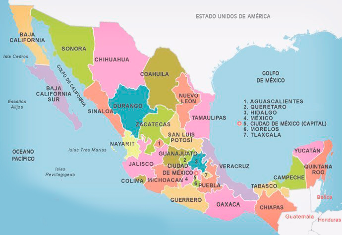 Mapa de la Republica Mexicana